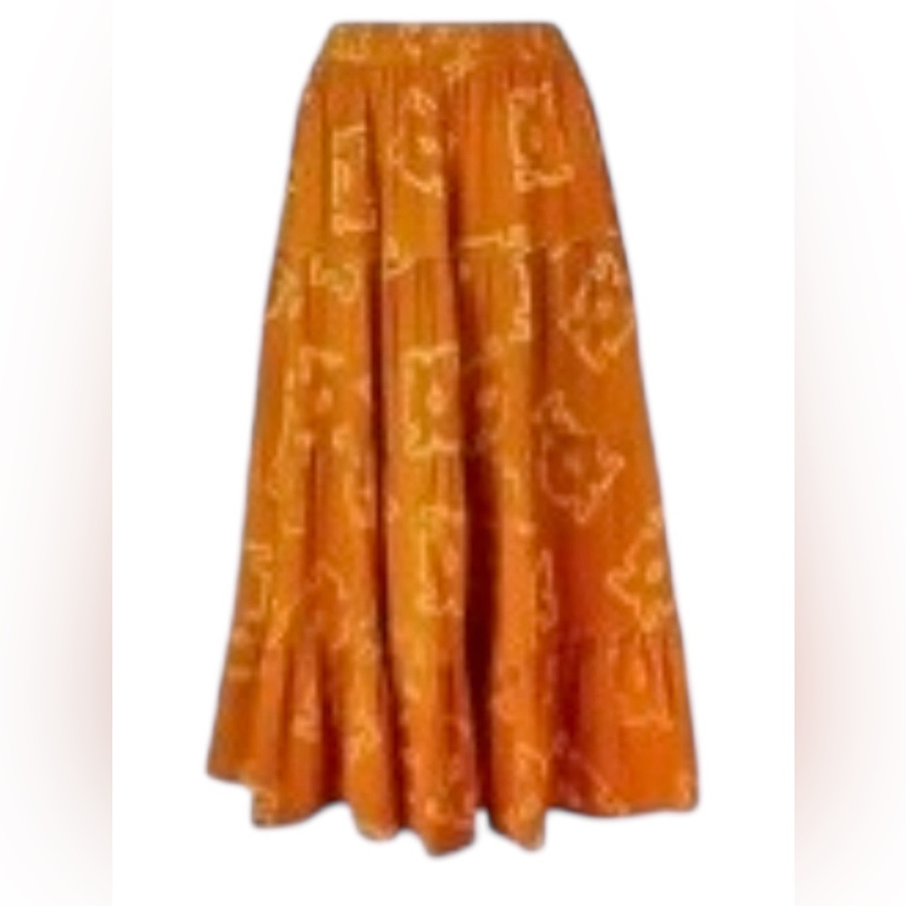 The Odells Lidia Cotton Batik Print Pull-On Tiered Maxi Skirt, Size S